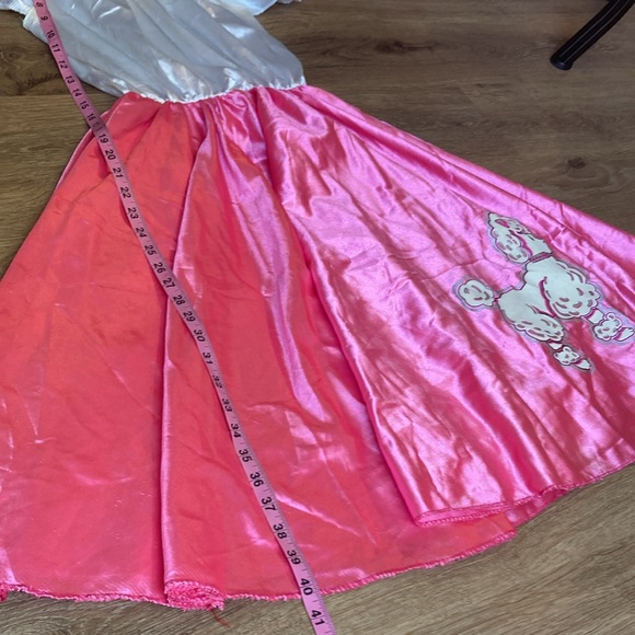 50s pink poodle skirt Halloween costume with tutu one size. Fits medium best - Picture 6 of 10